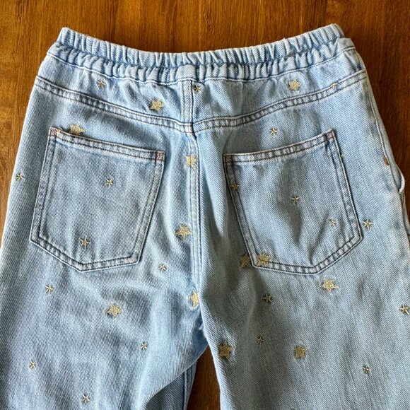 MINI BODEN Denim Star Jeans Girls 9 Blue Jean Pockets Embroidered Elastic Waist - Picture 4 of 8